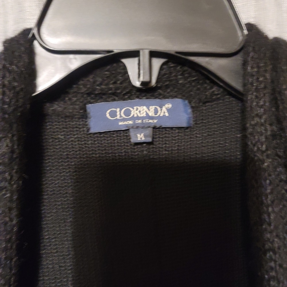 Clorinda‎ Made in Italy Black Merino Wool Mohair Blend Longline Cardigan Sweater - Picture 7 of 10